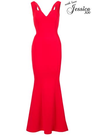 Jessica Wright Cut-Out Detail Fishtail Maxi Dress